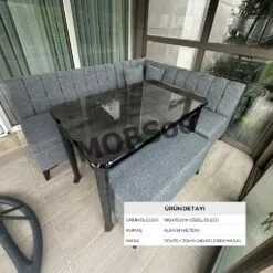 Mutfak Köşe Koltuk Takımı, HG Kütük Kelebek Masa Takımı 110x70+30cm (Irony)